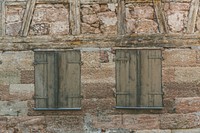 Old windows on a wall