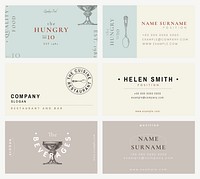 Vintage business card template vector for restaurant set, remixed from public domain artworks