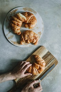 Croissants at a breakfast table