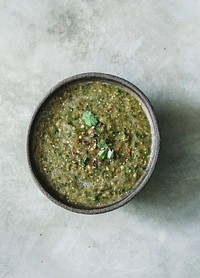 Homemade green tomatillo salsa food photography recipe idea