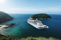 Cruise Ship in the Ocean with Blue Sky