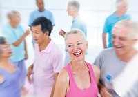 Healthy senior people at the gym