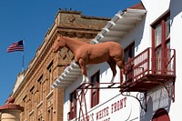 Horse statue advertising sign in the Stockyards, a historic livestock-market district in Fort Worth. Original image from <a href="https://www.rawpixel.com/search/carol%20m.%20highsmith?sort=curated&amp;page=1">Carol M. Highsmith</a>&rsquo;s America, Library of Congress collection. Digitally enhanced by rawpixel.