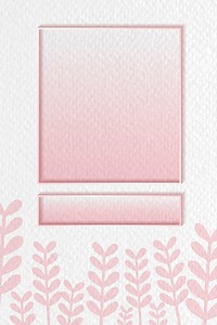 Blank frame on pink botanical patterned background vector