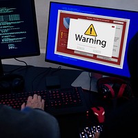 Computer with warning pop up sign window