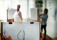 People attending art drawing class