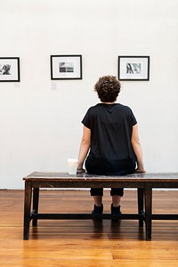 A woman is joining an art exhibition