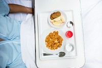 Patient eating hospital food