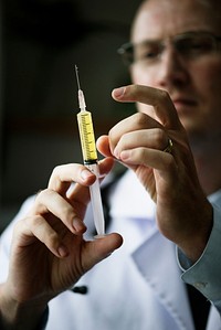 Vaccine in injection syringe