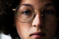 Young Caucasian girl with eyeglasses