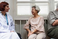 An elderly patient meeting doctor at the hospital