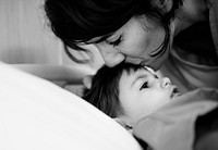 Mother and daughter in a hospital