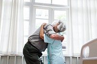 Old couple hugging each other