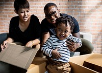 Family unpacking together in new place