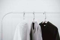 Minimal lifestyle, clothing rack with simple t-shirts