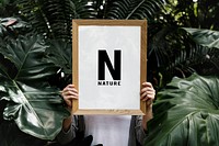 Nature mock up frame in the garden