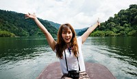 Asian woman enjoying an outdoor trip