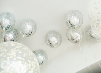 Silver balloons in a party