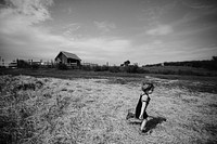 A young girl is having fun in the farm