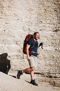 Hipster man traveling with backpack