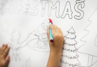 Coloring a Christmas drawing