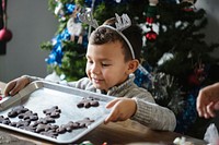 Boy with his Christmas cookies