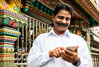 Indian people using mobile phone