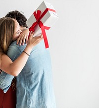 Woman receive a gift box from her lover
