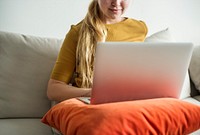Caucasian woman using computer laptop