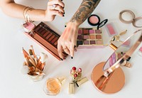 Beauty blogger producing makeup tutorial