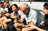 People eating healthy food