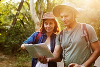 Couple trekking together