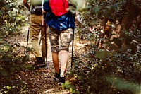 Couple trekking together