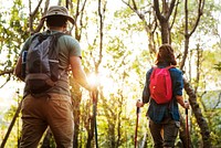 Couple trekking together