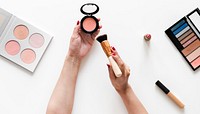 Beauty blogger testing cosmetics