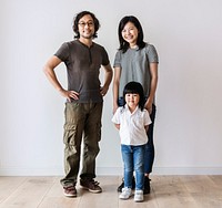Cheerful Asian family move to new house