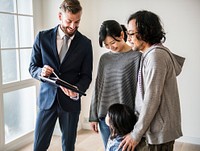 Asian family buy new house