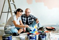 Couple renovating the house together