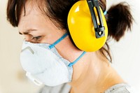 Woman wearing ear protection