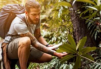 Biologist in a forest