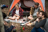 People camping in the forest