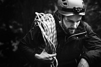 Man with climbing rope