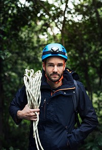 Man with climbing rope