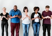 Group of people using mobile phone