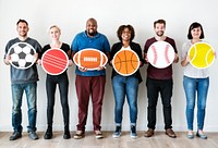 Diverse people with sport symbol