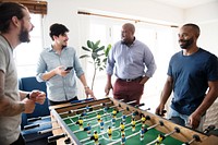 People playing table football