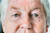Portrait of white elderly woman closeup on eyes