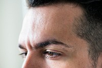 Side portrait of white man closeup on eyes