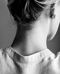 Black and white neck portrait of white woman
