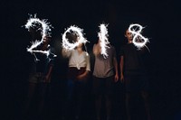 Sparklers forming the numbers 2018 new years and celebration concept